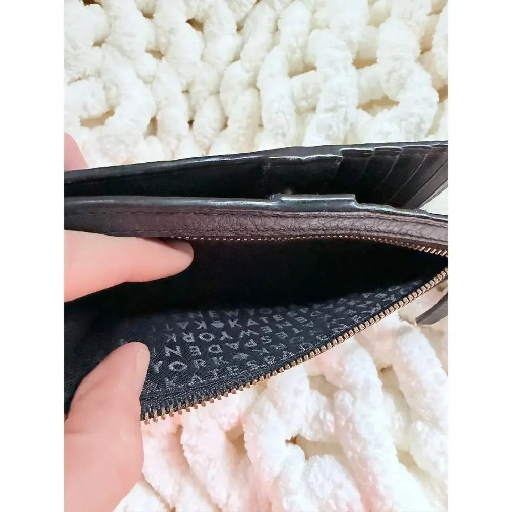 Kate Spade Bay Street Stacy Black Pebbled Leather Gold Tone Hardware Wallet